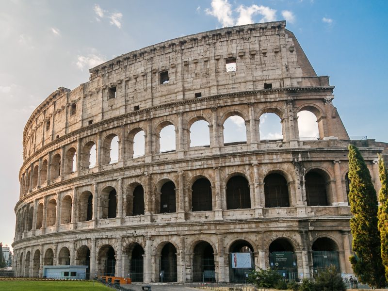 Colosseum in Rome, Italy during sunrise. Rome architecture and landmark